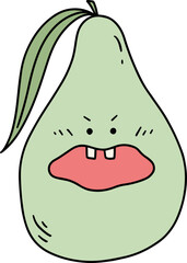 Cute Hand Drawn Pear Fruit Emoji Illustration