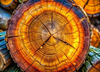 Close-Up of Rustic Log Texture Revealing Natural Patterns and Grain for Background or Design Use