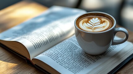 Cozy Workspace with Coffee and Open Book for Relaxation and Productivity