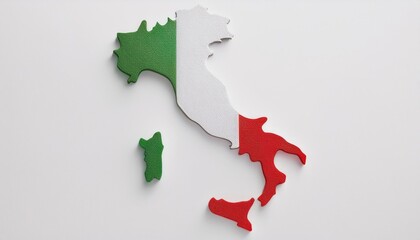 picture of the Italian flag maps by following the shape of the map on a plain white background 