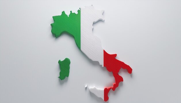 picture of the Italian flag maps by following the shape of the map on a plain white background 