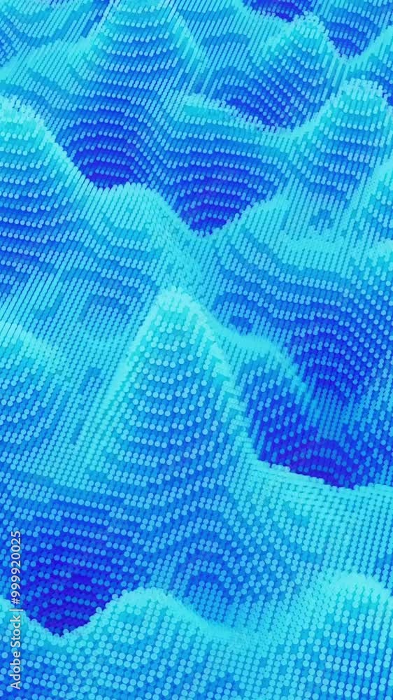 Poster abstract animation of pixel moving surface. animation. undulating color surface of cyberspace of pix