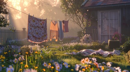 Tranquil Morning in a Country Garden