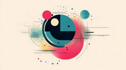 Obraz premium Abstract design with geometric shapes and colors in a retro style.