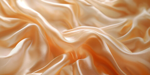 Fototapeta premium Luxurious Soft Peach Satin Fabric Background with Flowing Texture