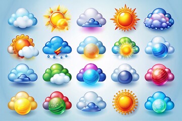Obraz premium Collection of Cloud Icons in Different Styles for Weather and Technology Applications or Designs