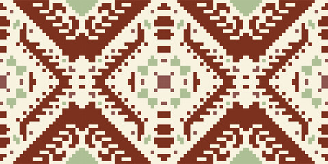 Embroidery Ikat Dress Patternfolk Embroidery, Aztec Geometric Ornament Print. Design for Carpet, Wallpaper, Clothing, Wrapping, Fabric