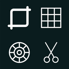 Edit Icon Collection. Crop Icon, Scissor icon, Square Shape edit icon. Rounded edit. Design and Drawing Line Icons.