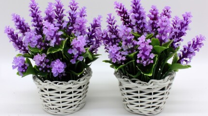 Potted artificial lavender flowers