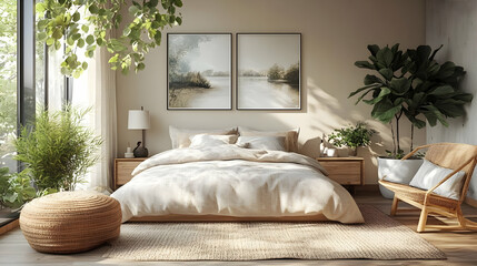 Modern Bedroom Design with Natural Elements and Minimalist Decor