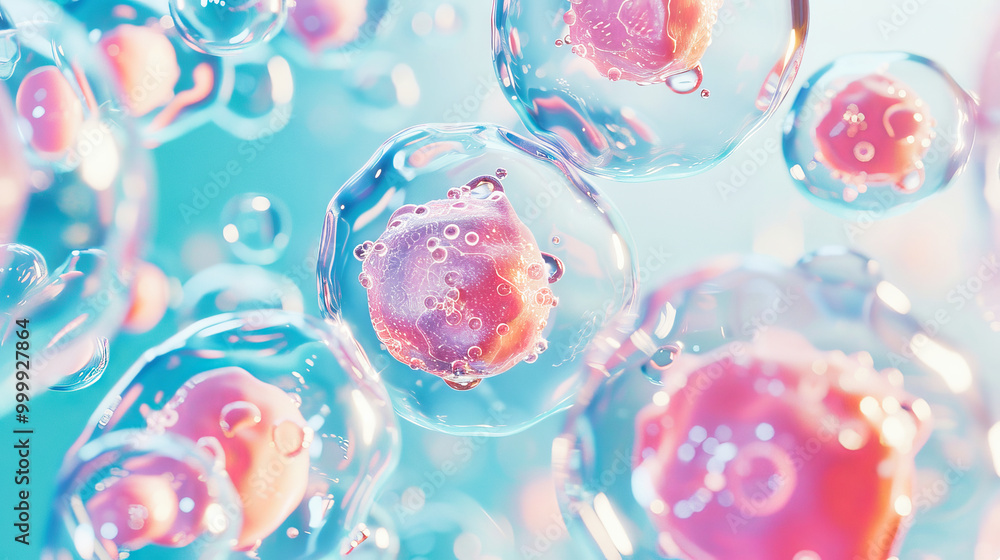 Poster cell structure showing human cells in close-up view