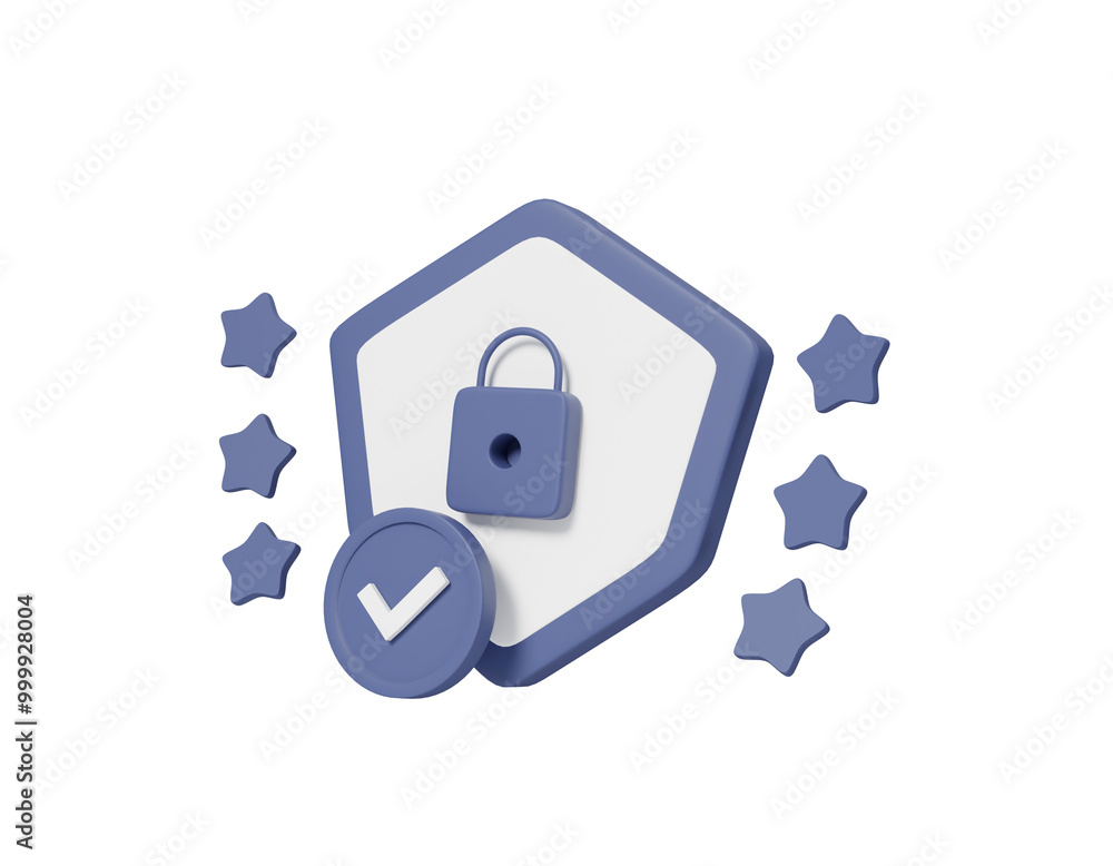 Aufkleber 3d render illustration of cool and safe financial transaction concept with shield protection icon wi