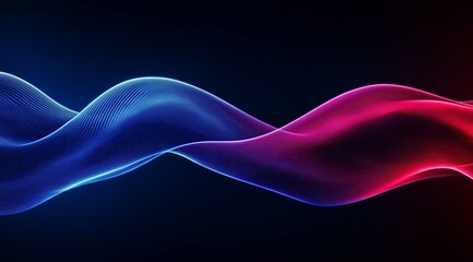 Fototapeta premium Abstract blue and purple liquid wavy shapes futuristic banner. Glowing retro waves background