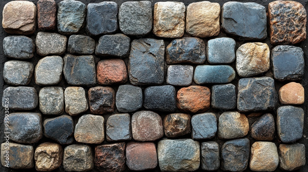 Aufkleber A seamless pattern of cobblestones, each with a unique texture and coloration, forming a rustic and natural background.
