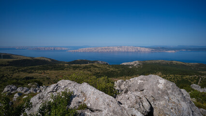 View over the Croatian Adriatic coast to the island of Krk.