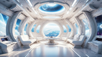 Futuristic spaceship interior