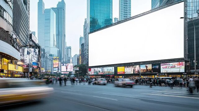 illustration for copy space in a huge billboard in the middle of downtown