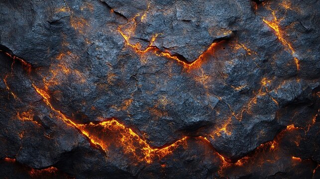 Fiery Lava Rock Texture with Glowing Crevices