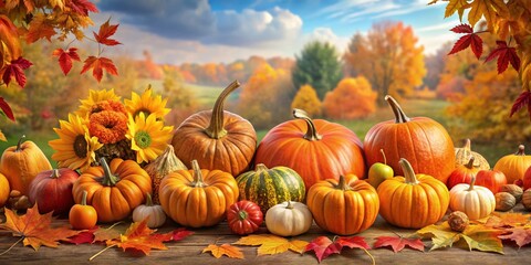 Colorful Clipart Images of Autumn Leaves, Pumpkins, and Seasonal Elements for Fall Designs and Crafts