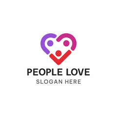 Love people logo template in simple style. Family and heart vector illustration