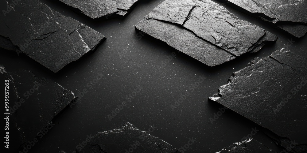 Poster abstract dark slate stone texture with rough edges and cracks