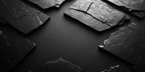 Abstract Dark Slate Stone Texture with Rough Edges and Cracks