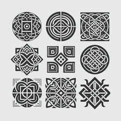 Celtic Knot Designs in Monochrome Vector Set, Perfect for Tattoos, Logos, and Artistic Projects