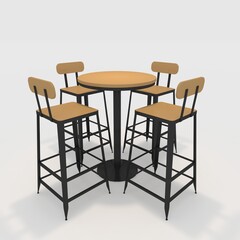 3d render bar table and chair design element. Furniture Collection