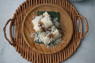 Putu Bambu or Rice Flour Steamed Cake in Bamboo.  A popular snack in Malaysia, Indonesia and Singapore.