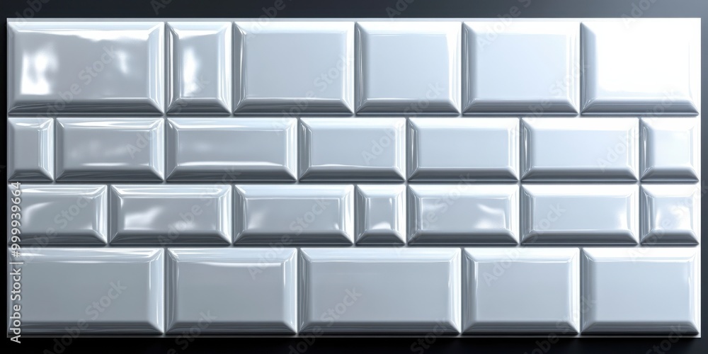 Aufkleber A smooth, minimalist pattern of white rectangular blocks, each with subtle shine and bevelled edges, arranged in a staggered grid formation.