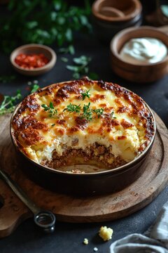 Rakott Karfiol: A layered cauliflower casserole with sour cream, ground meat, and cheese, baked until golden.