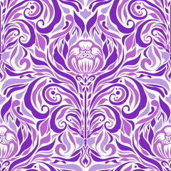 Royal Purple Elegant Floral Seamless Pattern