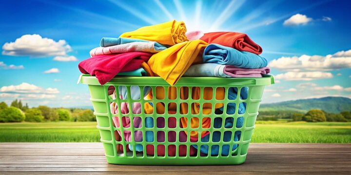 Colorful laundry basket clipart design perfect for home, cleaning, or laundry service illustrations