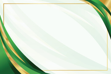 Gold reen curve border on a white certificate or business presentation background