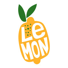 Illustration of a lemon with the word lemon inside, illustration for a t-shirt