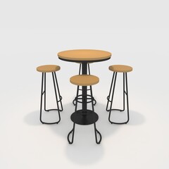 3d render bar table and chair design element. Furniture Collection