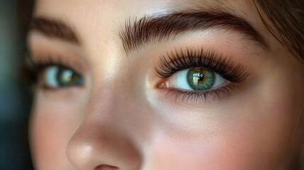 Obraz premium Stunning Green Eyes with Long Eyelashes - Beauty and Elegance