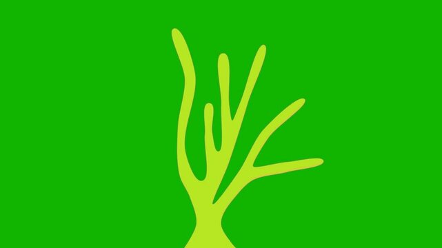 2d animated character of  Shaking of a plant or seaweed under water, ocean, fish pond, cactus, desert, tree branch, alien, Shrub, dry. in green screen background chroma key.