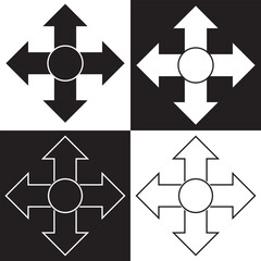 Full screen vector icons. Set of full screen and exit full screen icon. Arrow mark icons. Scalability icons in flat style for web site, UI, mobile app.  isolated on white and black  background. EPS 10