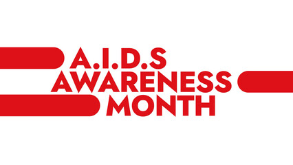 AIDS Awareness Month colorful text typography on white or black background banner illustration great for wishing and celebrating Happy AIDS Awareness Month in October