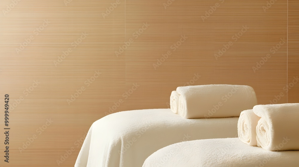 Poster couples massage in intimate spa setting - embrace tranquility with soft music and synchronized relax