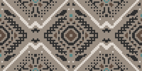 Carpet Ikat Quilt Patternfolk Embroidery, Aztec Geometric Ornament Print. Design for Carpet, Wallpaper, Clothing, Wrapping, Fabric