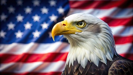 High angle view of a bald eagle protecting American election democracy