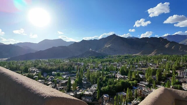 High view of city Leh district is a district in the union territory of Ladakh, a territory administered as part of India