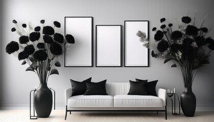 Black and White Art, Harmonizing with Floral Elegance