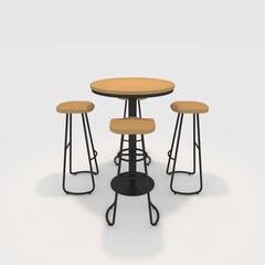 3d render bar table and chair design element. Furniture Collection