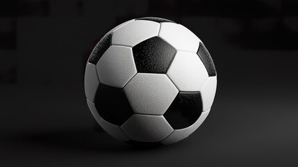 Naklejka premium Realistic Soccer Ball with Classic Black and White Panels on Dark Background