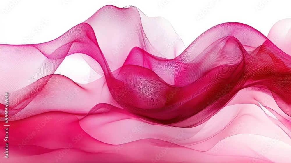 Poster abstract pink and white flowing fabric design with a subtle grid pattern