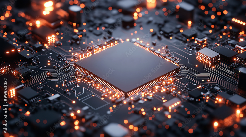 Poster circuit board. technology background. central computer processors cpu concept. motherboard digital c