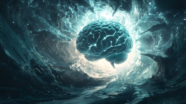 A brain caught in a tornado of glowing tasks, unable to escape as it s pulled in every direction at once.
